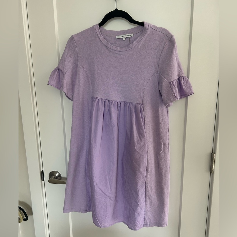 English Factory Purple solid mini dress. Size Small